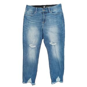 NY&C Curvy Sculpting Skinny 12 Women's Distressed Stretch High Rise Ankle Jeans